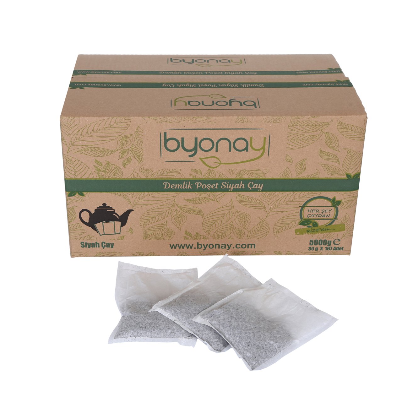 Byonay Demlik Süzen Poşet Siyah Çay 5 kg – 30 g × Yaklaşık 167 Adet