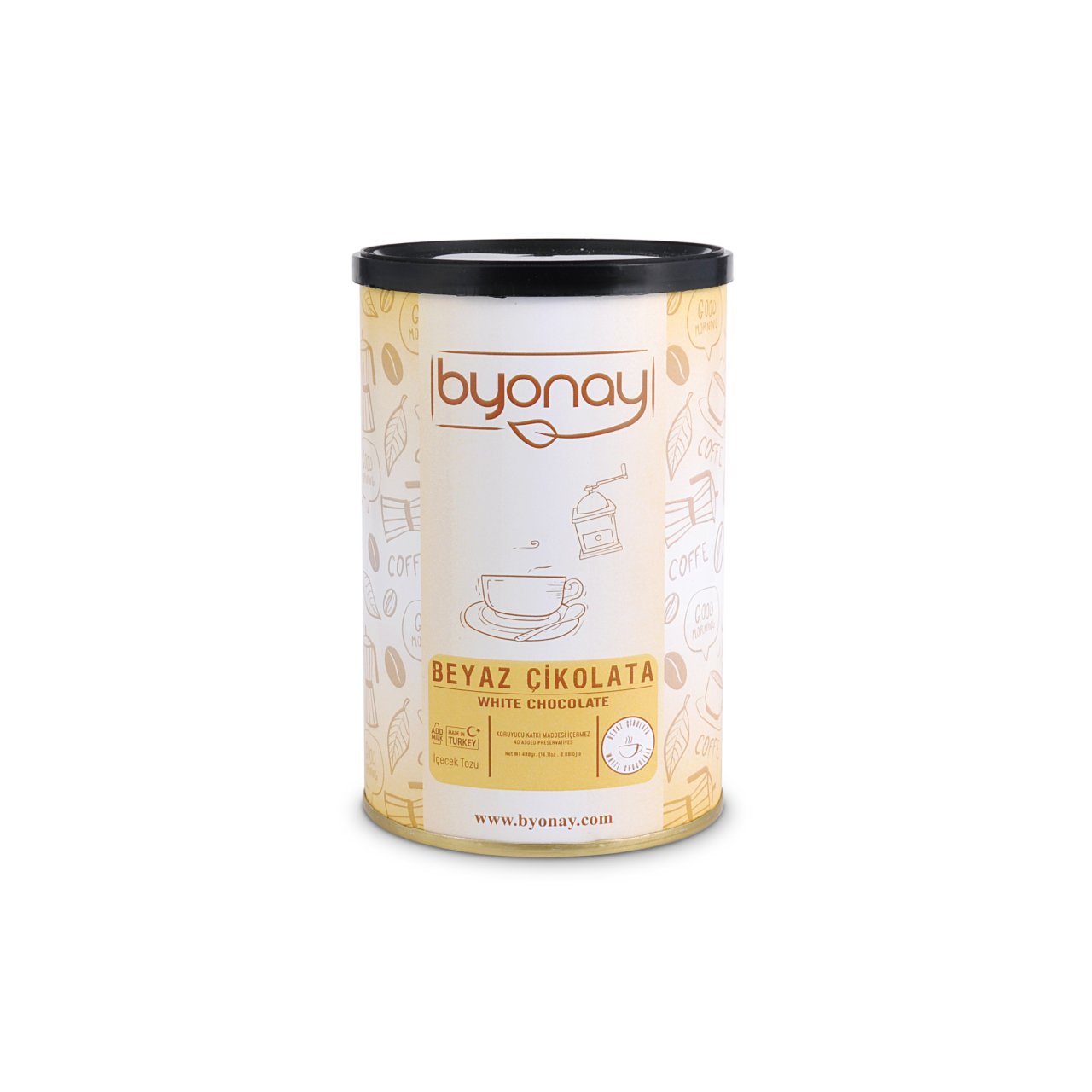 Byonay Beyaz Çikolata İçecek Tozu 400 g – Teneke Kutu