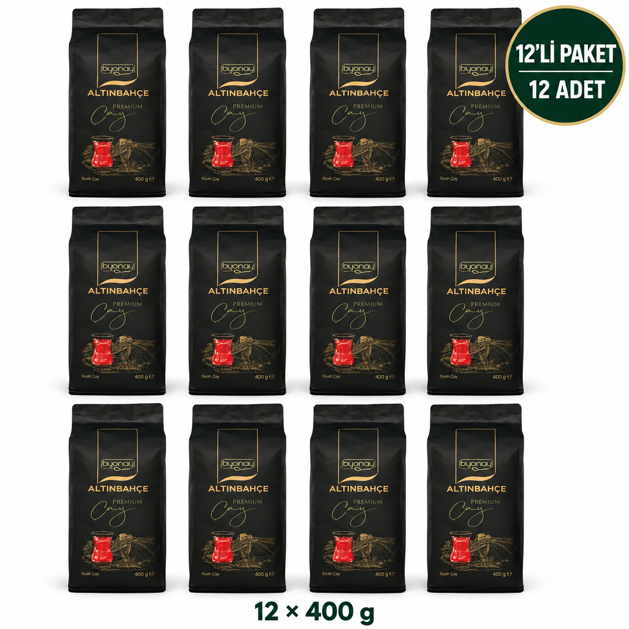 Byonay Altınbahçe Premium Siyah Çay 400 g – 12’li Paket