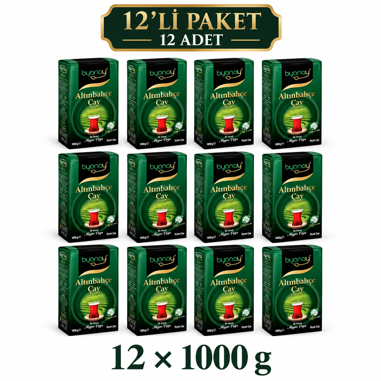 Byonay Altınbahçe İlk Hasat Mayıs Siyah Çayı 1000 g – 12’li Paket